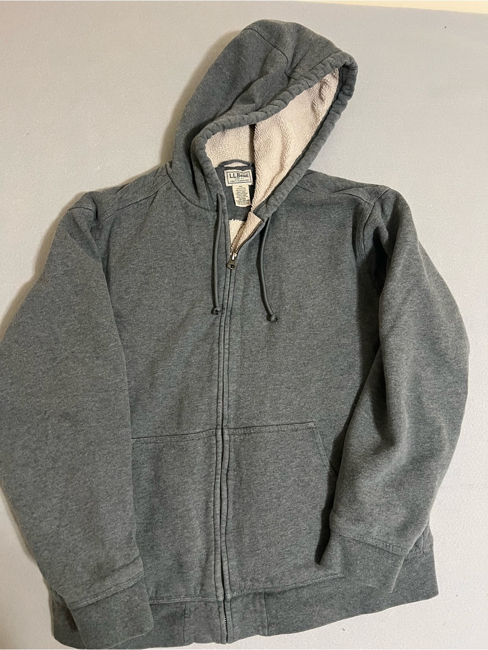 L.L. Bean Men's Gray Sherpa-Lined Zip Sweatshirt